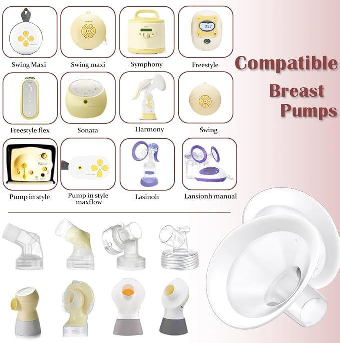 2pcs 15mm Soft Rim Flanges with 106 Degree Wider Opening Angle for Medela Breast Pump, PersonalFit, Freestyle, Maxflow, Freestyle Flex Swing Maxi Connector,Lansinoh Signature Pro