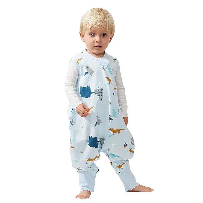 Duomiaomiao 0.5 TOG Toddler Sleep Sack 36-48 Months 100% Cotton Lightweight Baby Sleep Sack with Feet, Breathable Comfy Toddler Wearable Blanket