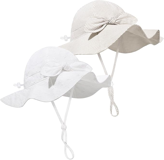 Baby Girl Sun Hat Summer Foldable Beach Hats with UPF50+ Sun Protection Wide Brim Toddler Bucket Hat Cap