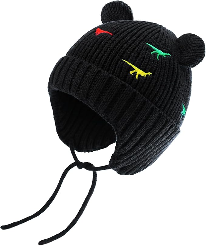 BAVST Baby Beanie Hat for Winter with Earfalp Cute Bear Kids Toddler Girls Boys Warm Knit Cap 0-2Years