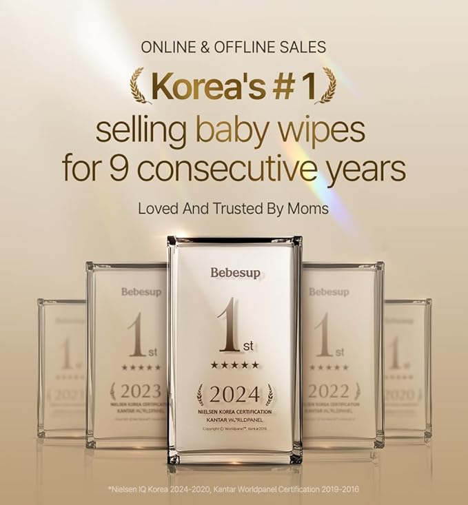 BEBESUP- Korea’s #1 Signature Eco Baby Wipes- 100% Plant-Based 99% Drinkable Water-Based Unscented Ultra-Thick Organic baby wipes Hypoallergenic for sensitive skin Flip-Top (1 Pack)