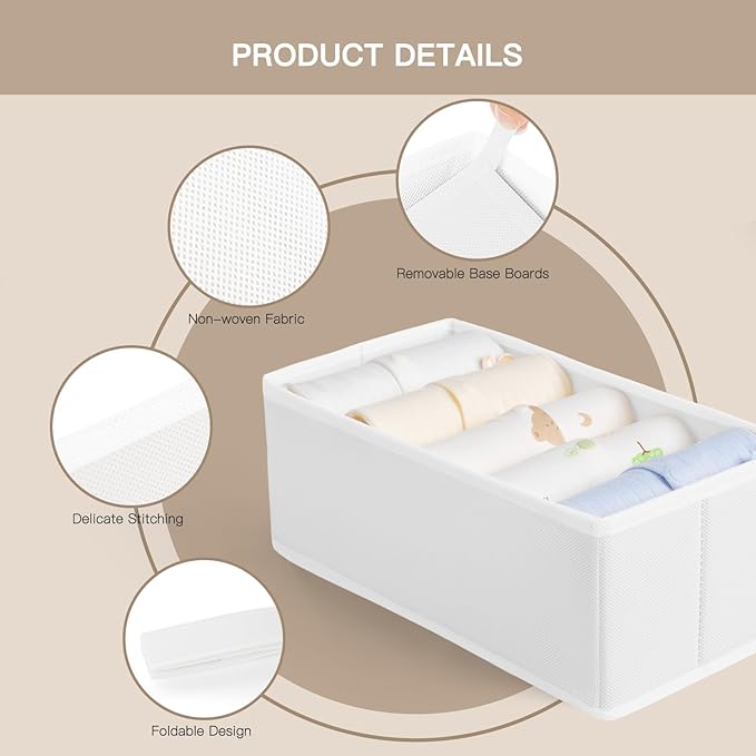 Criusia Drawer Organizer Clothes, 21 Pack Dresser Organizer for Baby Clothes, Underwear, Sock- Foldable Closet Organization and Storage Dividers Bins for Nursery, Bedroom (White)