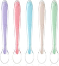 Vicloon Baby Silicone Spoons, 5 PCS Baby Training Feeding Spoons for First Stage 4 Months Toddlers, Infants Utensils Feeding Supplies, Soft Tip BPA Free Gum-Friendly Dishwasher Boil-Proof