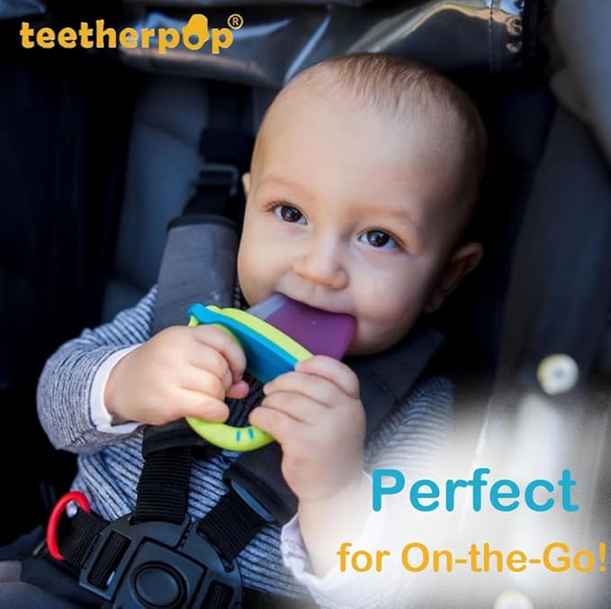 Teetherpop Fillable Silicone Teether for Babies – Breastmilk Popsicle Molds for Teething with Spill-Proof Sippy Slits – Freezable Baby Teethers for Liquids & Purées - Cooling Teething Relief LimonTeal