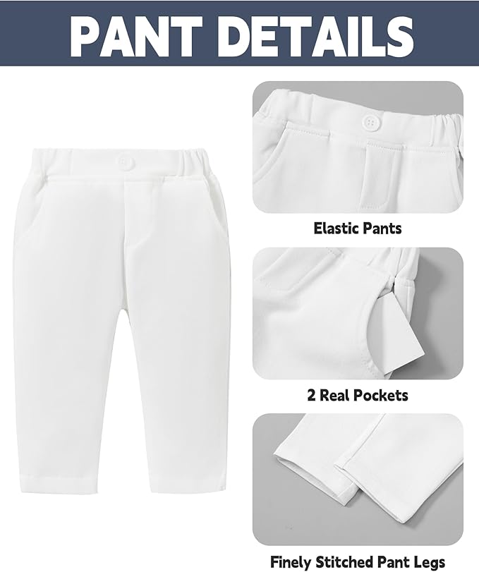 Coco&RARA Baby Boy Clothes Suits Infant Gentleman Outfits, Formal Dress Shirt+Vest+Corsage+tie+Pants Baby Suit Set 0-18M