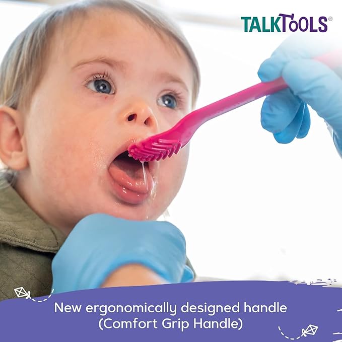 TalkTools Smooth Magenta Spoons | Silicone Self-Feeding Utensils Set for Kid and Toddler | Encourages Lip Closure | Oral Awareness | Normalize Food Texture Acceptance (Smooth, 6 Pack)
