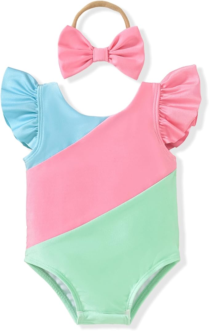 Toddler Girl Baby Ruffles Mermaid Fish Scale Swimsuit One Piece Swimwear Bathing Sunsuit