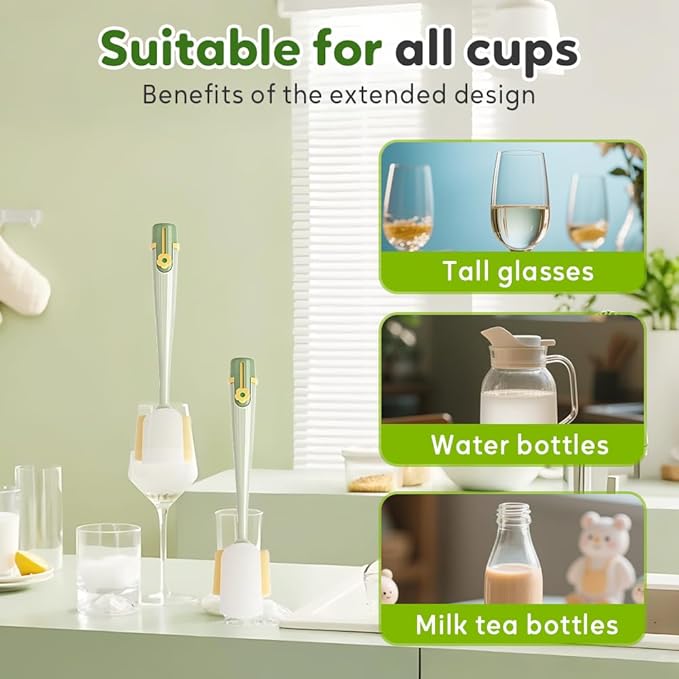 5 in 1 Bottle Cleaning Brush, Multifunctional Water Bottles Cleaner Brushs Portable Bottle and Lid Cleaning Brush Tool, Straw Cleaner Brushs for Baby Bottles Tumblers Glass Cups (1, White)