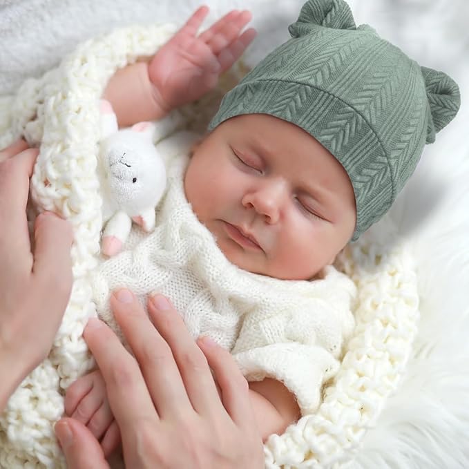 DRESHOW BQUBO 6 Pack Baby Hats for Boys Girls Unisex Baby Hat Soft Knit Cap Nursery Beanie for Newborn Infant Toddler Kid