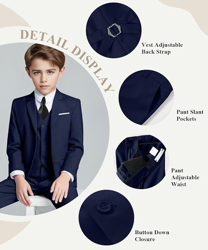 Visaccy Boys Suits Slim Fit Dress Clothes Ring Bearer Outfit