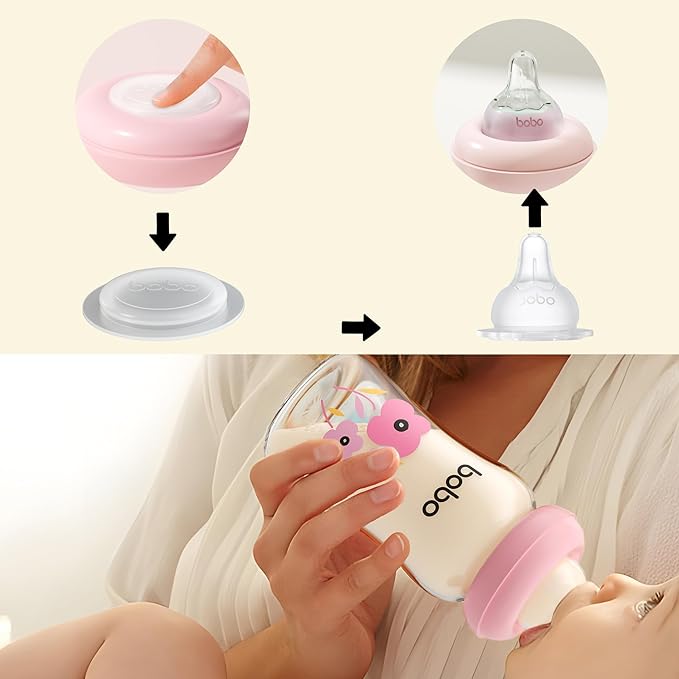 YOHKOH Glass Breast Milk Storage Bottles - 100% Leak-Proof, BPA-Free Breastmilk Storage Containers, Freezer & Dishwasher Safe, Ideal for Nursing Mothers (Red, 5.4oz (Pack of 4))