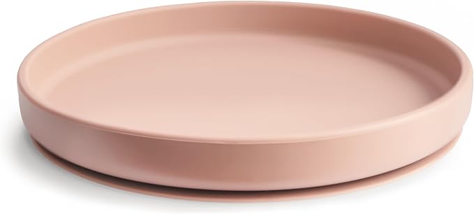 mushie Classic Silicone Suction Plate | BPA-Free Non-Slip Design (Blush)