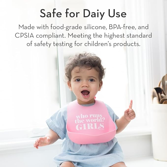 Baby Bib for Eating by Bella Tunno, Waterproof Silicone Bib with Large Food Catcher, Adjustable Fit for Babies 4-12 months & Toddlers 1-3 Years, Boys & Girls, Just Like Dad