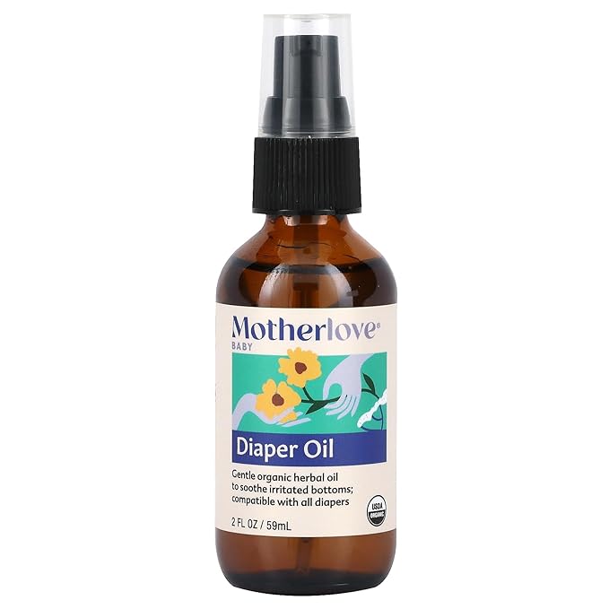 Motherlove Diaper Oil (2 oz) Soothing Vegan diaper Rash Oil—Organic, Cloth diaper Safe, Zinc Oxide- & Petroleum-Free