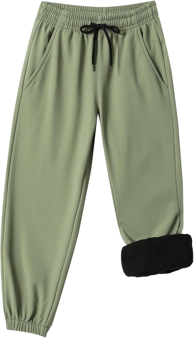 Toddler Fleece Lined Warm Joggers for Baby Boys Girls Thermal Winter Sweatpants Kids Hiking Pants