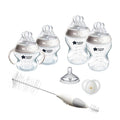 Tommee Tippee Natural Start Baby's First Bottle and Pacifier 8 Piece Set, 2 x 5oz and 2 x 9oz Anti-Colic BPA Free Bottles, 2 Extra Slow and Medium Flow Nipples, 2, 0-6 Month Pacifiers, Clear