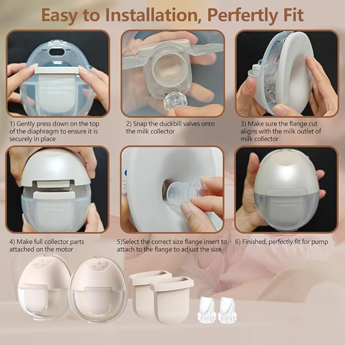 6pcs Duckbill Valves and 4pcs Silicone Diaphragms Compatible with eufy S1 Pro/S1/E10/E20 Breast Pump, Replace for Lansinoh Discreet Duo/NCVI/NICEGREEN/Nuliie/Zooawa S32 Breast Pump Parts