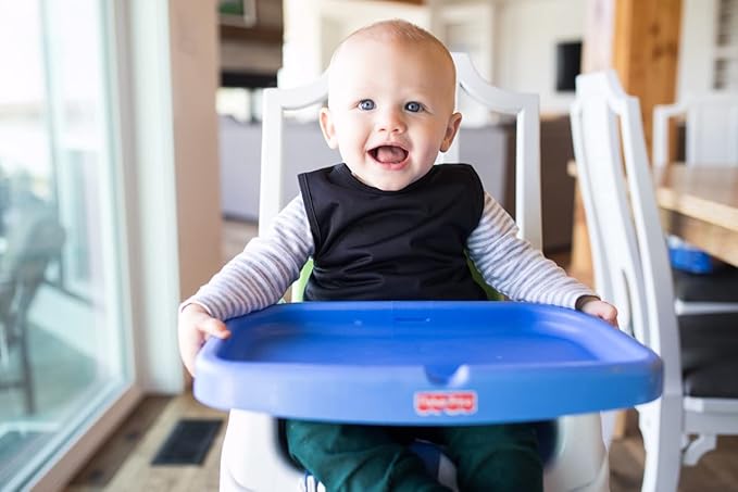 BapronBaby Minimalist Black Bapron - No Neck Tie Safer Bib for Baby & Toddler - Soft Waterproof Stain Resistant - Machine Washable - Sz Preschool 3-5yrs