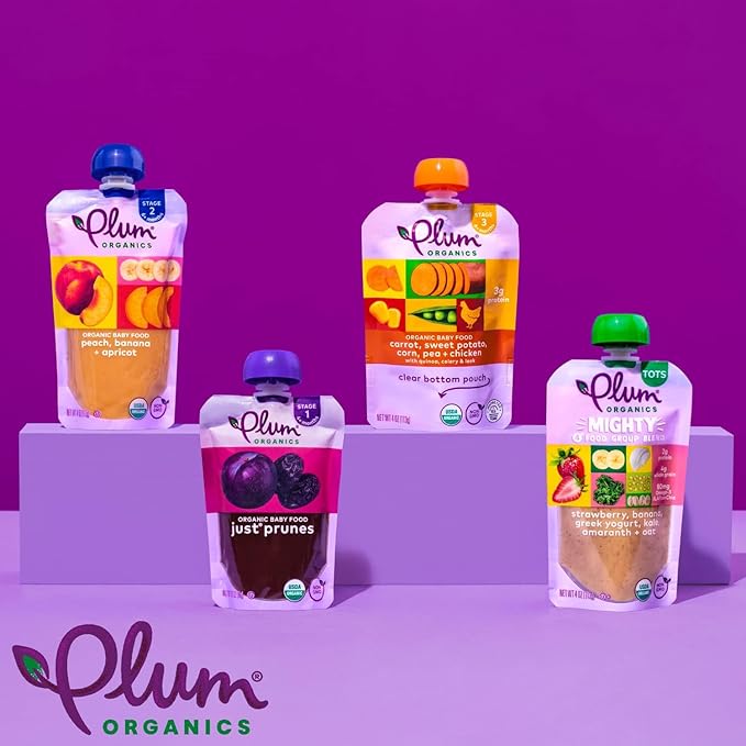 Plum Organics Variety Pack, 12+ Months - Mighty 4 Food Group Blend - Organic Fruit and Veggie Toddler Food Pouches - 4 oz Pouch (Pack of 8)