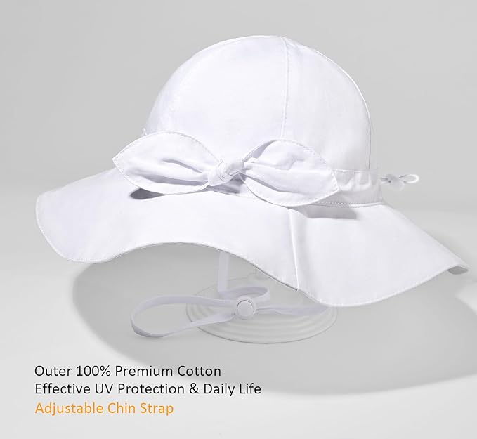 Baby Girl Sun Hat Summer Foldable Beach Hats with UPF50+ Sun Protection Wide Brim Toddler Bucket Hat Cap
