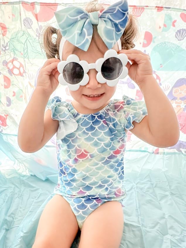 Toddler Girl Baby Ruffles Mermaid Fish Scale Swimsuit One Piece Swimwear Bathing Sunsuit