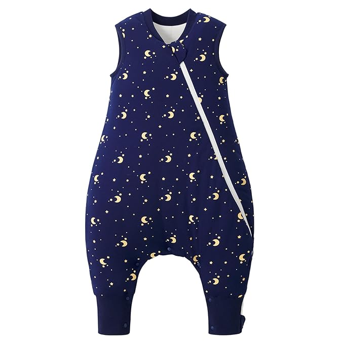 Duomiaomiao 2.5 TOG Toddler Sleep Sack 6-12 Months 100% Cotton Winter Side Open Zipper Baby Sleep Sack with Feet, Warm Toddler Wearable Blanket