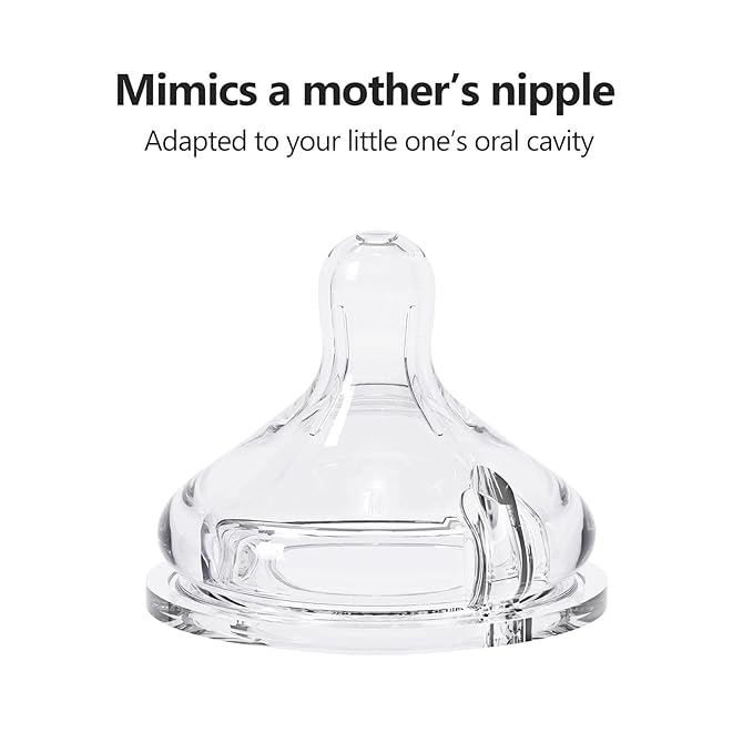 Yooforea Silicone Coated Glass Baby Bottle, 0M+ Slow Flow Nipple I Anti-Colic, Wide Neck, Stable Base I Medical-Grade Silicone Coating for Shatter Protection, BPA BPS PVC Free (2 Pack, 3 Ounce-Honey)