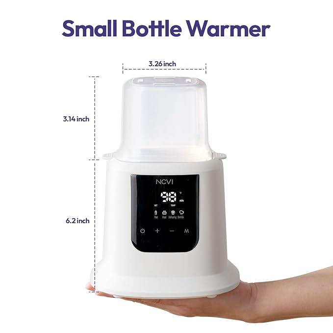 NCVI Baby Milk Warmer 3 Mins Fast Heating 8 in 1 Functions, Infant Breast Milk Bag Warmer with Timer and Precise Temperature for All Size Materials Bottles, Milk Freezer Bags and Pacifier Sterilize