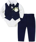 SANMIO Baby Boy Clothes Suits Infant Gentleman Outfit Collared Dress Shirt+Vest+Tie+Corsage+Pants 5Pcs Baby Suit Sets