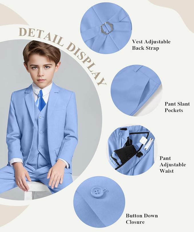 Visaccy Boys Suits Slim Fit Dress Clothes Ring Bearer Outfit