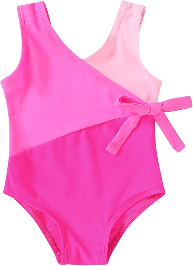 Happy Town Toddler Swimsuit Girl One Piece Bathing Suit Color Block Swimwear Baby Summer Beach Wear