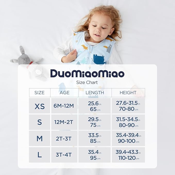 Duomiaomiao 0.5 TOG Toddler Sleep Sack 12-24 Months 100% Cotton Lightweight Baby Sleep Sack with Feet, Breathable Comfy Toddler Wearable Blanket