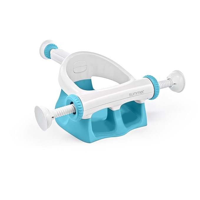 Ingenuity My Bath Seat for Sit-Up Baby Bathing, Sure & Secure Suction Cups, ASTM Safety Tested & Approved, Backrest for Assisted Sitting, Easy Setup & Storage, Aqua
