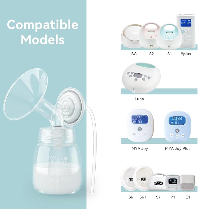 4PCS 24mm Breast Pump Flanges, Duckbill Valves Compatible with Spectra S1/S2/9Plus/Synergy Gold, Motif Luna, Wide-Mouth Bottle Fit, Breast Pump Accessories