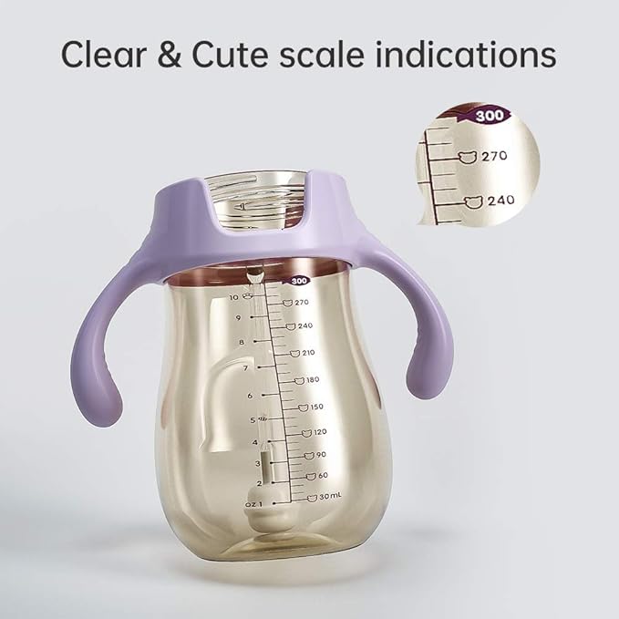 POTATO Sippy Cups For Toddlers with Straw Spill Proof, PPSU Learner Cup with Handle for Girl, Water Bottle for Baby 12 Months with 2 Type of Spout, 10 Ounce Pink
