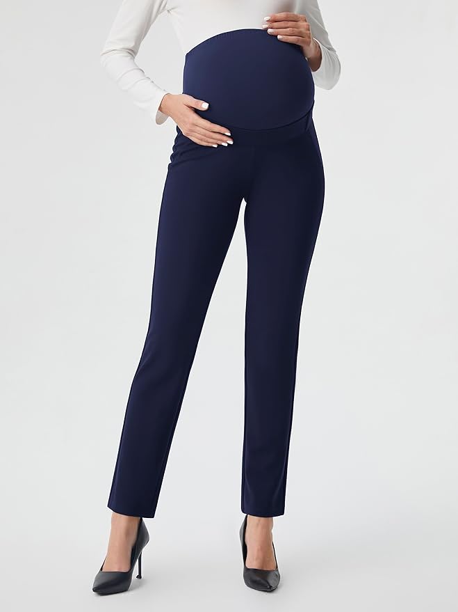 AFITNE Maternity Pants for Work Over The Belly Straight Leg Dress Slacks Strethy Pregnancy Office Casual Yoga Pants