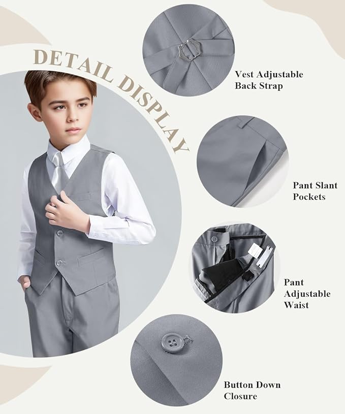 Visaccy Boys Suits Slim Fit Dress Clothes Ring Bearer Outfit