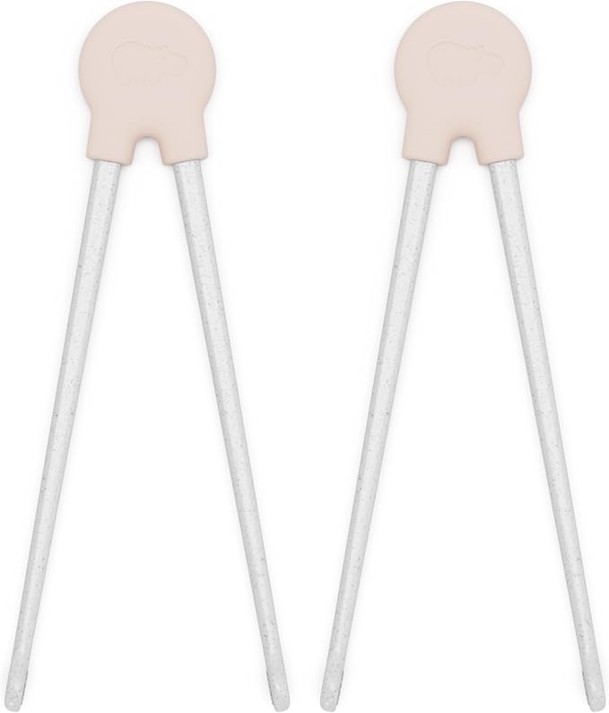 Lalo Chopsticks For Kids - Set of 2 Training Chopsticks Made of Silicone and Eco-Friendly Wheat Straw PP - Ages: 2 Years And Up - Easy to Clean & Dishwasher Safe - Grapefruit
