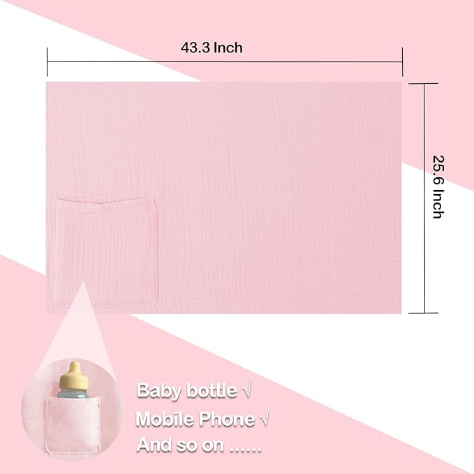 Muslin Nursing Covers for Breastfeeding, Arch Neckline Breast Feeding Covers for Women, Moms Privacy Breathable Summer Nursing Apron,Enlarged XL Size Soft Feeding Cover (Blush Pink)