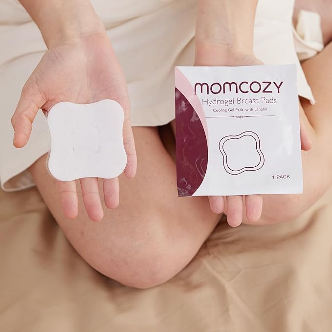 Momcozy Hydrogel Nipple Pads with Soothing Lanolin, Soothies Gel Nursing Pads Provide Instant Cooling Relief, Breastfeeding Essentials, 20 PCS