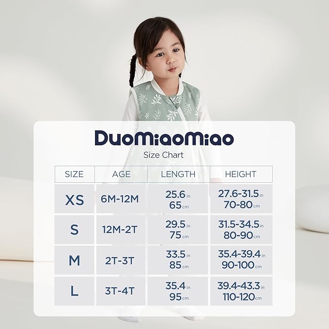 Duomiaomiao 0.5 TOG Toddler Sleep Sack 6-12 Months 100% Cotton Lightweight Baby Sleep Sack with Feet, Breathable Comfy Toddler Wearable Blanket