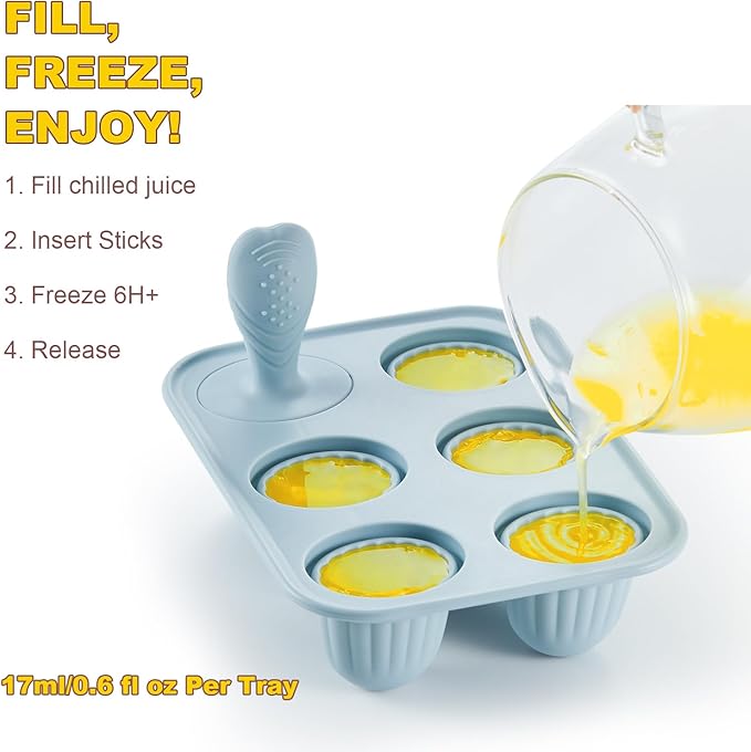 Toddler Popsicles Molds 1 Pack 6 Handle, BPA Free Silicone Baby Popsicles Molds, Baby Essentials Baby Shower Gifts