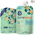 Cerebelly Organic Baby Food Pouches, Broccoli Pear Purees, 16 Nutrients, No Added Sugar, Fiber & Non-GMO, 4oz, 6 Pack