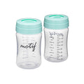 Motif Medical Breast Milk Storage Bottles for Luna Breast Pump - Durable Plastic Breastfeeding Essentials w/Locking Rings, Lids & Nipple Caps - Breast Milk Container (Set of 2, 160 ml)