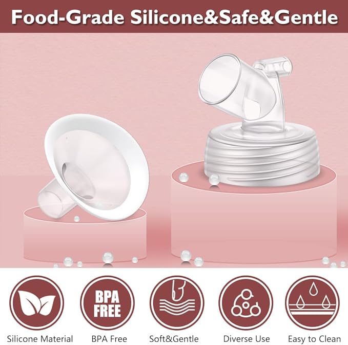 2 Packs 19mm Flange Set, Updated Soft Rim Shield and Wide Mouth Base Connector Pump Parts for Spectra S2 Spectra S1 9 Plus Breastpumps Accessories, 106 Degree Wider Opening Angel