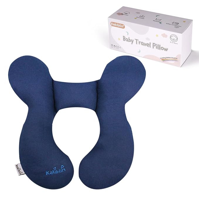 KAKIBLIN Baby Travel Pillow, Infant Head and Neck Support Pillow for Car Seat, Pushchair, for 0-1 Years Old Baby (Blue)