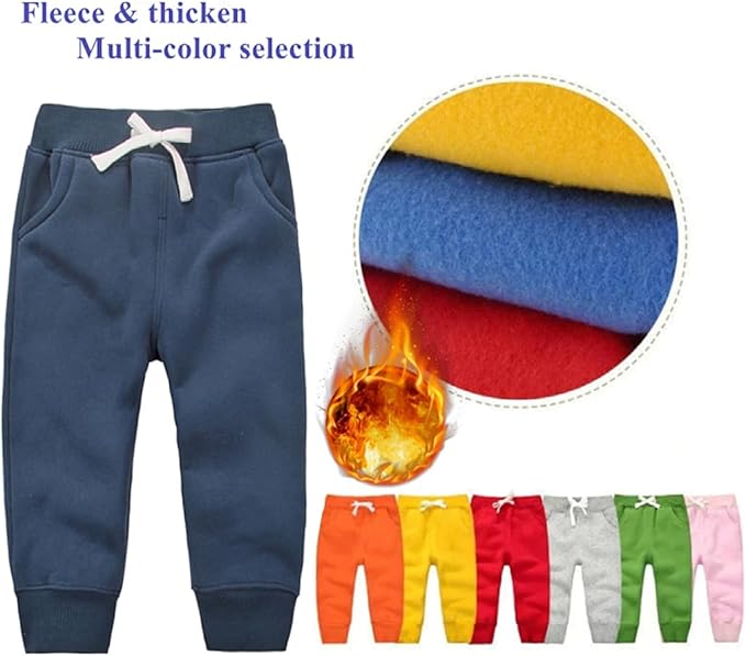 CuteOn Unisex Toddler Jogger Pants Kids Cotton Elastic Waist Winter Baby Sweatpants Pants 1-5Years