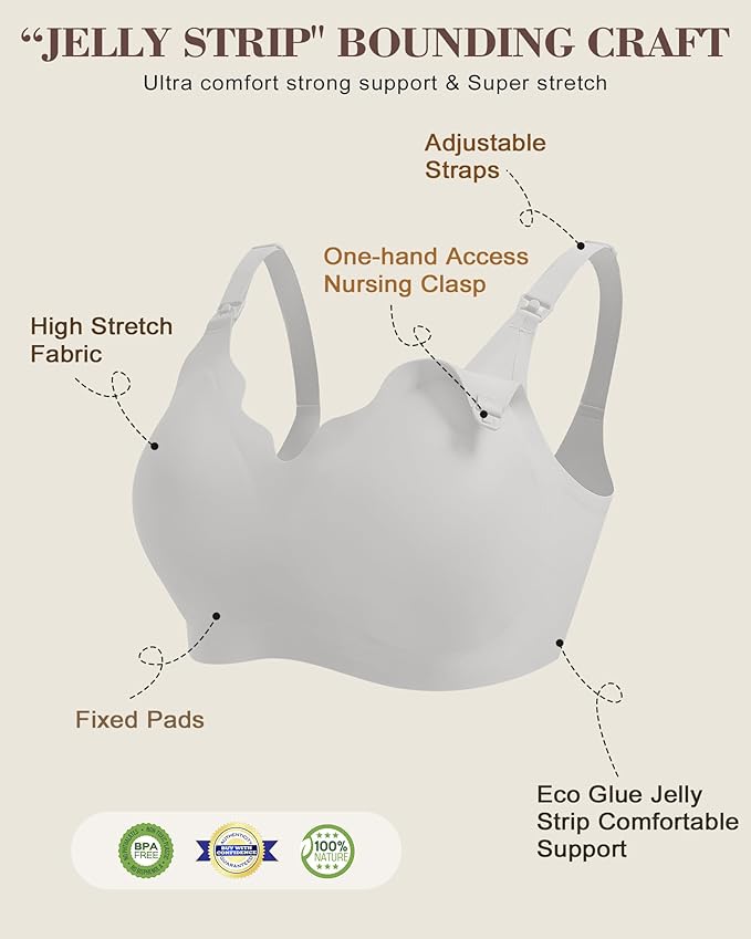 As Fairy Wireless Seamless Pumping Bra Hands Free Nursing Bra Wirefree Comfort Wearable Breast Pump Brass