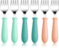6-Pack Stainless Steel Toddler Forks with Round Handle, Baby & Kids Utensils for Self-Feeding Dishwasher Safe