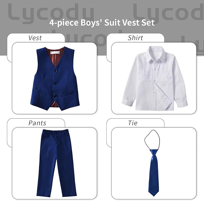 Boys Vest Set Formal Dress Suits Wedding Outfit Dresswear